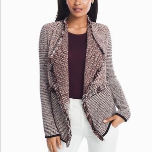 White House Black Market Double Fringe Sweater Jacket Pink Size Small Office